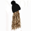 WigyyIns Hot Hat Hair Extension Long Wavy Curly Black Hat Wig - Effortless Glamor