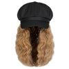 Newsboy Cap with 10 Inch Wavy Curly Hair Extensions for Women - Effortless Glamor