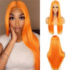 Long WaveOrange Lace Wig for Women Daily Makeup Heat Resistant Fiber Middle Deep T Part Synthetic Lace Front Wigs