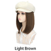 Synthetic 19.5-Inch White Newsboy Cap Wig Suitable For Daily Use - Effortless Glamor