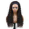 Afro Curly Long Brown Natural Water Wave Wig with Headband - Effortless Glamor