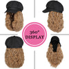 Newsboy Cap with 10 Inch Wavy Curly Hair Extensions for Women - Effortless Glamor