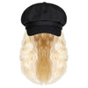 Newsboy Cap with 10 Inch Wavy Curly Hair Extensions for Women - Effortless Glamor