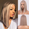 Ins Hot Mixed Dark Brown and Blonde Color Synthetic Wigs Short Straight Bob - Effortless Glamor