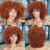 Short Afro Curly Wig with Bangs Ginger Orange Synthetic Wigs - Effortless Glamor