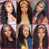 Afro Curly Long Brown Natural Water Wave Wig with Headband - Effortless Glamor