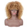 Short Afro Kinky Curly Blond Wig with Bangs