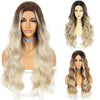 Long Wavy Middle Part Hair Ombre Brown Blonde Red Wigs