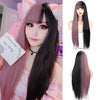 Long Straight Synthetic Wigs with Bangs Copper Ginger Orange Cosplay Wigs - Effortless Glamor