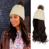 Knit Beanie Winter Hat with Removable Hair Hat Wig - Effortless Glamor