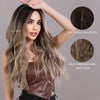 Women's Long Curly Hair In The Middle Part Of The Big Wave Of Gray And Gold Mixed Color Pick Dye Wig