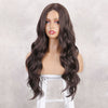 Ins Hot for Women Long Body Wavy Dark Brown Middle Part Water Wave Hair Wig Cosplay Natural Heat Resistan - Effortless Glamor