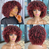 Short Afro Curly Wig with Bangs Ginger Orange Synthetic Wigs - Effortless Glamor