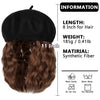 Wigyy Black Berets Cap with 8 Inch Wavy Curly Hat Wig - Effortless Glamor