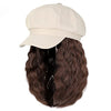 Newsboy Cap with 10 Inch Wavy Curly Hair Extensions for Women - Effortless Glamor