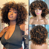 Short Afro Curly Wig with Bangs Ginger Orange Synthetic Wigs - Effortless Glamor