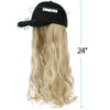 Ins Hot24" Long Curly Wavy Hairpiece Adjustable Baseball Cap Attached Natural Wig for Women Girls Bleach Blonde - Effortless Glamor