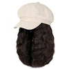 Newsboy Cap with 10 Inch Wavy Curly Hair Extensions for Women - Effortless Glamor