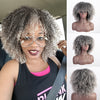 Short Afro Kinky Curly Blond Wig with Bangs