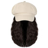 Newsboy Cap with 10 Inch Wavy Curly Hair Extensions for Women - Effortless Glamor