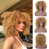 Short Afro Kinky Curly Blond Wig with Bangs