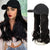 Black Baseball Cap Gold Big Wave Long Volume Wig - Effortless Glamor