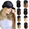 Newsboy Cap with 10 Inch Wavy Curly Hair Extensions for Women - Effortless Glamor