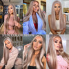 Long Straight Brown Mix Blonde Wigs for Women Middle Part Cosplay Wig - Effortless Glamor