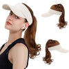 Ponytail Medium Length Curly Hair Open Top Yellow Hat Wig - Effortless Glamor