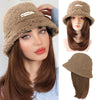 Lamb Hair Fisherman Light Coffee Hat mid-Length Wig - Effortless Glamor