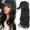 2022 Ins Hot Brown Black Wave Wig With Hat - Effortless Glamor