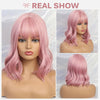 Hot Pink Short Natural Wave Wigs