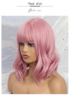 Hot Pink Short Natural Wave Wigs