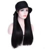 Wigyy Black Bucket Hat with Straight Hair Wig - Effortless Glamor