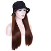 Wigyy Black Bucket Hat with Straight Hair Wig - Effortless Glamor